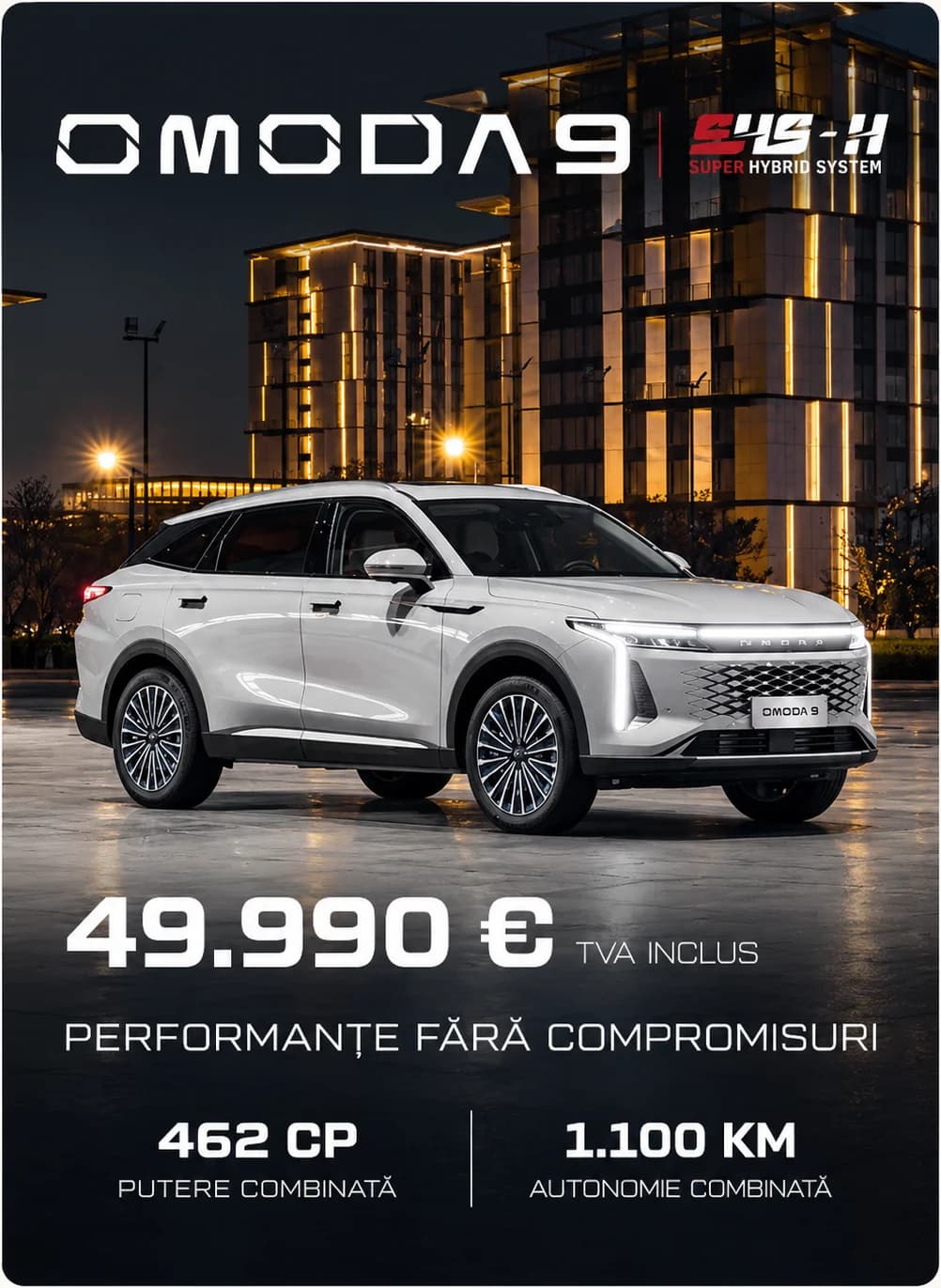 OMODA 9 SHS-P Super Hybrid System — 49.990 € TVA inclus, la Eurial Selection