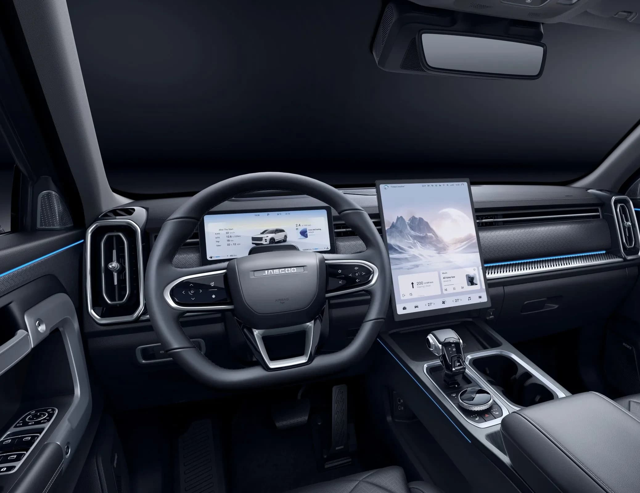 Interior Jaecoo 7 cu ecran multimedia central și materiale premium